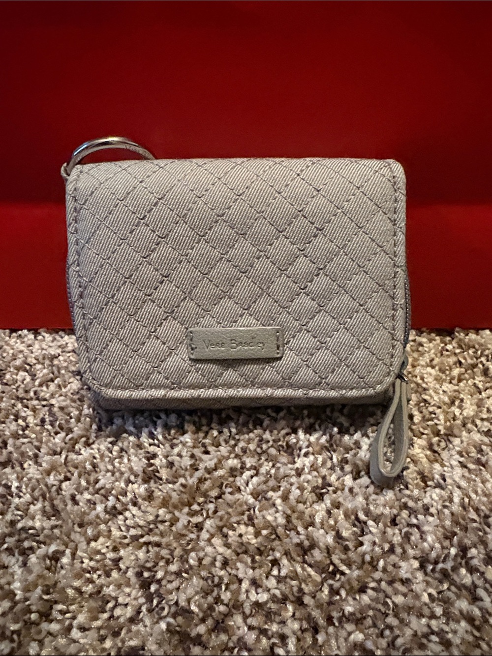 Vera Bradley Quilted Light Gray Zip Wristlet Wallet